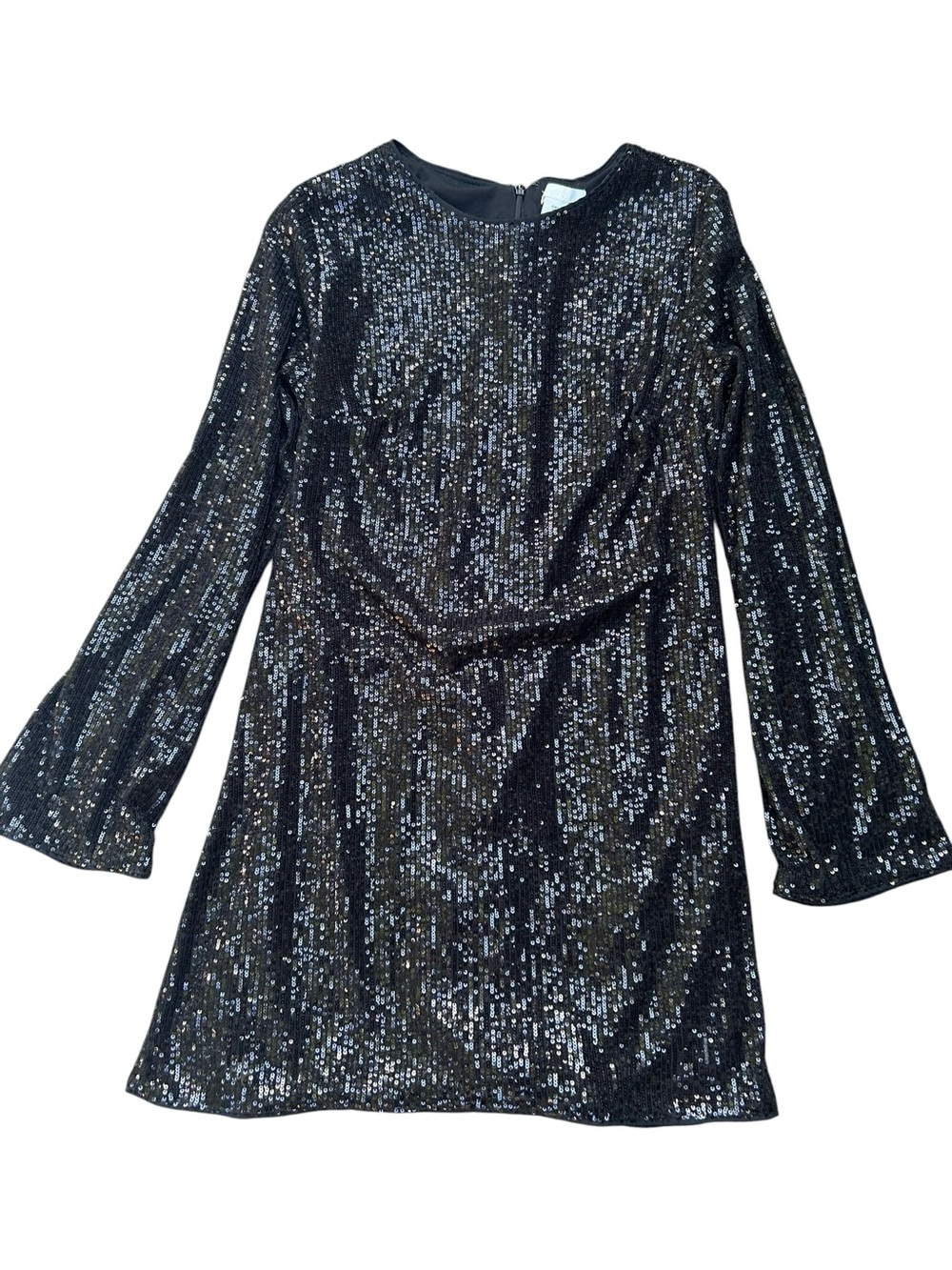 H&M Black Sequined Cocktail Dress With Bell Sleeves Sz Small
